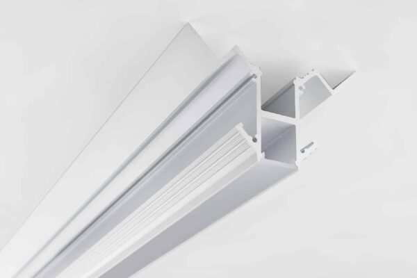 Microfile sistema - Profilo vuoto angolare completo di diffusore opalino bianco